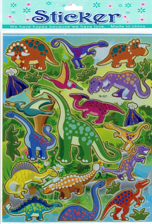 Dinosaur Dino Jurassic T-Rex Raptor Saurian Colorful Sticker for Children Crafts Kindergarten Birthday 1 sheet 296
