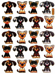 Hunde Hund Welpe bunt Tiere Aufkleber Sticker metallic Glitzer Effekt Kinder Basteln Kindergarten 1 Bogen 298