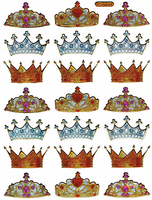 Krone König Königin Prinz Aufkleber Sticker metallic Glitzer Effekt Schule Kinder Basteln Kindergarten 1 Bogen 299