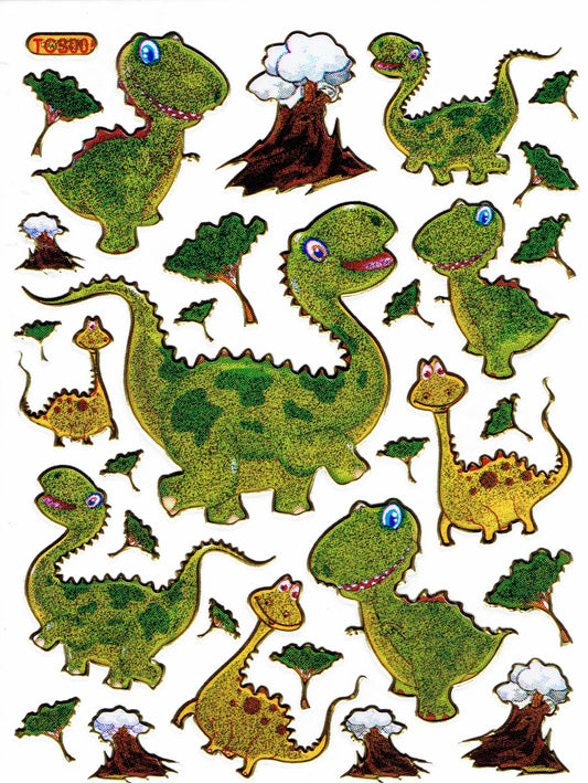 Dino Dinosaure Jurassic T-Rex Animaux Autocollants Effet Paillettes Métalliques Enfants Artisanat Maternelle 1 feuille 305
