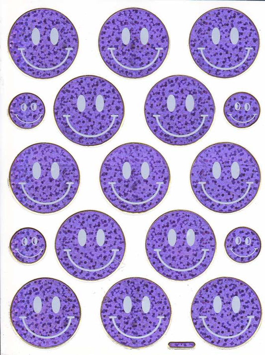 Smilies Laughing Face Smiley Purple Sticker Metallic Glitter Effect for Children Crafts Kindergarten 1 sheet 310