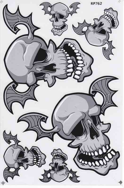 Fliegender Schädel Totenkopf Skull Aufkleber Sticker Motorrad Roller Skateboard Auto Tuning Modellbau selbstklebend 312