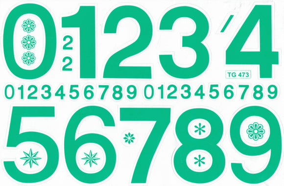 Zahlen Nummern 123 grün 70 mm hoch Aufkleber Sticker für Büro Ordner Kinder Basteln Kindergarten Geburtstag 1 Bogen 313