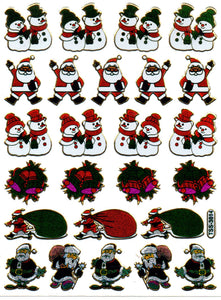 Christmas snowman Santa Claus sticker metallic glitter effect for children crafts kindergarten birthday 1 sheet 316