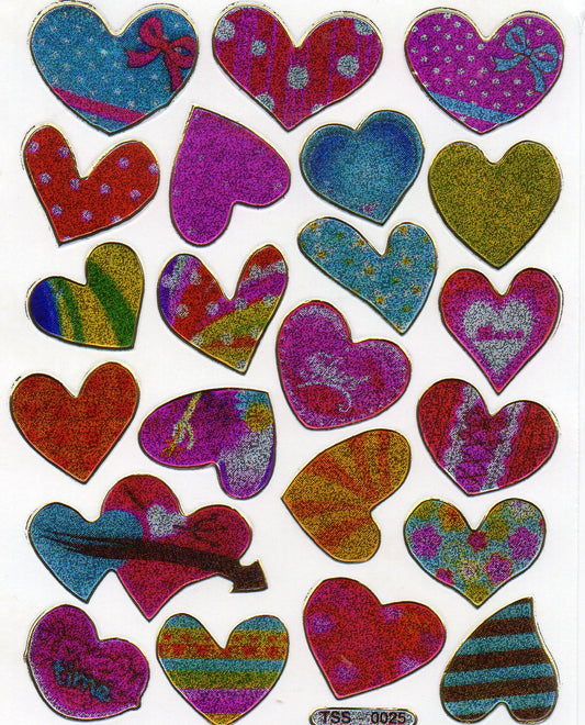 Herz Herzen bunt Liebe Aufkleber Sticker metallic Glitzer Effekt für Kinder Basteln Kindergarten Geburtstag 1 Bogen 316