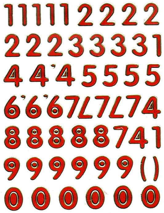 Numbers numbers red 123 height 13 mm sticker sticker metallic glitter effect school office folder children craft kindergarten 1 sheet 321