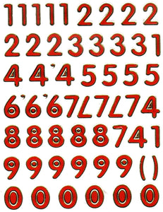 Zahlen Nummern rot 123 Höhe 13 mm Aufkleber Sticker metallic Glitzer Effekt Schule Büro Ordner Kinder Basteln Kindergarten 1 Bogen 321