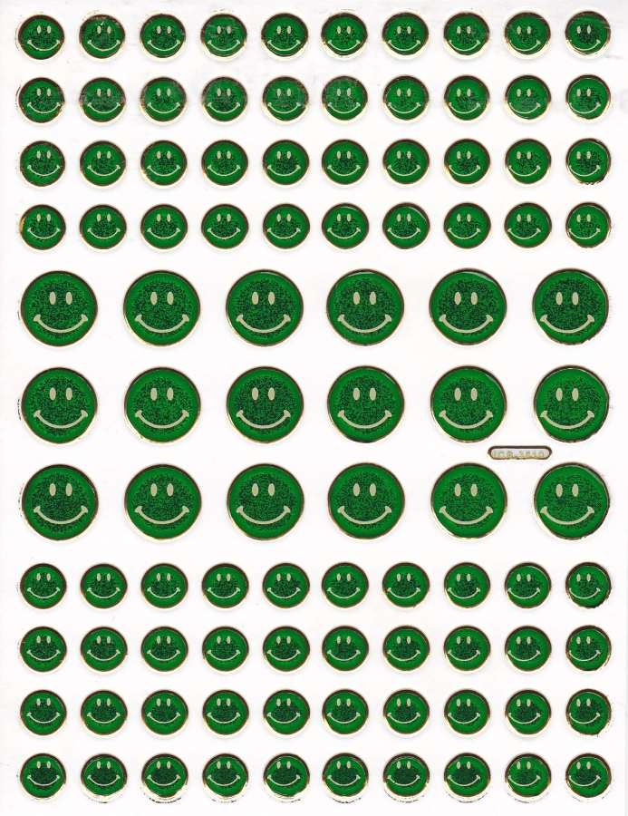 Smilies Lachendes Gesicht Smiley grün Aufkleber Sticker metallic Glitzer Effekt für Kinder Basteln Kindergarten 1 Bogen 321
