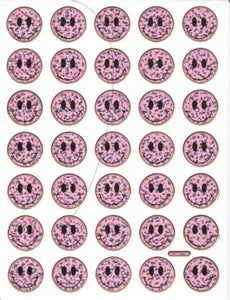 Smilies Lachendes Gesicht Smiley pink Aufkleber Sticker metallic Glitzer Effekt für Kinder Basteln Kindergarten 1 Bogen 325