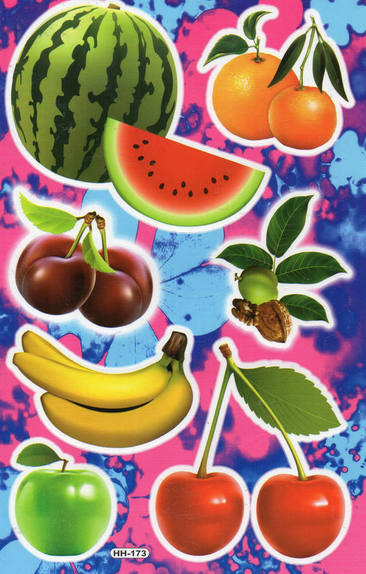 Früchte Wassermelone Orange Banane Aufkleber Sticker für Kinder Basteln Kindergarten Geburtstag 1 Bogen 329