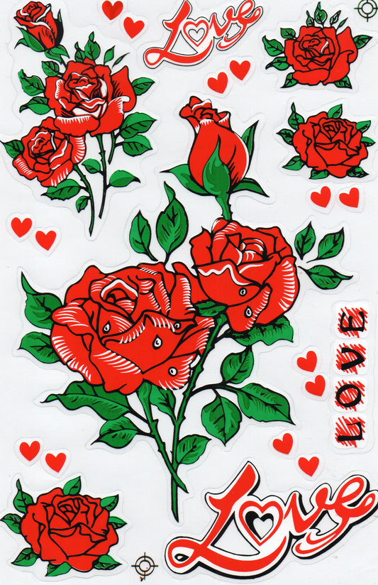 Roses Rose Fleurs Plantes Autocollants pour Enfants Artisanat Maternelle Anniversaire 1 feuille 033