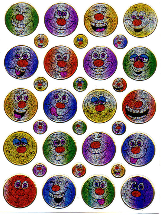 Smilies Laughing Face Smiley Colorful Sticker Metallic Glitter Effect for Children Crafts Kindergarten 1 Sheet 335