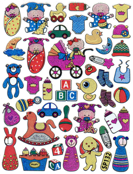 Spielzeug Schaukelpferd Aufkleber Sticker metallic Glitzer Effekt Schule Kinder Basteln Kindergarten 1 Bogen 336