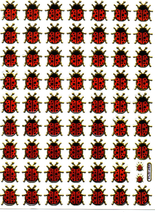 marienkäfer Käfer Insekt bunt Tiere Aufkleber Sticker metallic Glitzer Effekt Kinder Basteln Kindergarten 1 Bogen 337
