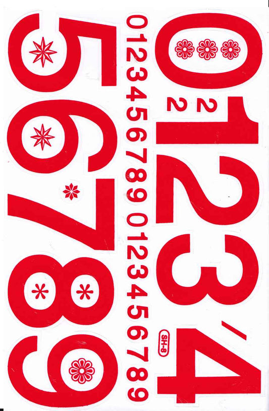 Numbers 123 red 70 mm high stickers for children crafts kindergarten birthday 1 sheet 341