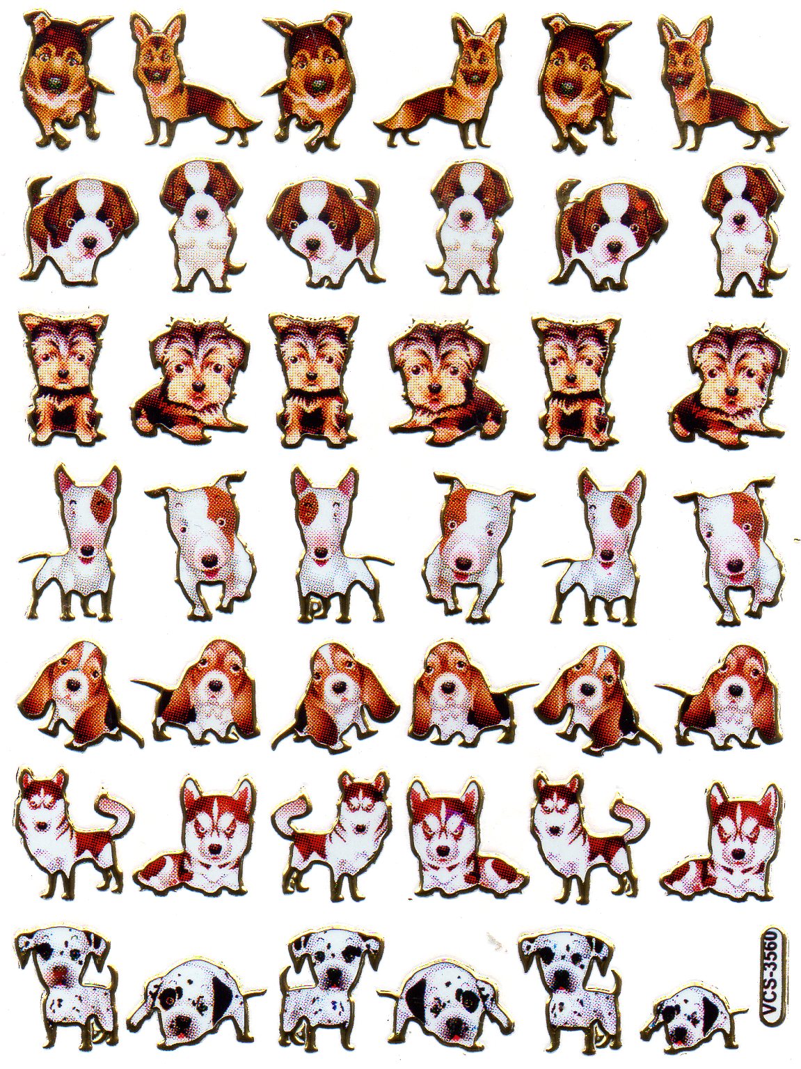 Hunde Hund Welpe bunt Tiere Aufkleber Sticker metallic Glitzer Effekt Kinder Basteln Kindergarten 1 Bogen 341
