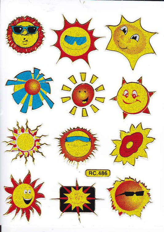 Smilies laughing face smiley yellow stickers metallic glitter effect for children crafts kindergarten 1 sheet 341