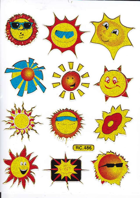 Smilies Lachendes Gesicht Smiley gelb Aufkleber Sticker metallic Glitzer Effekt für Kinder Basteln Kindergarten 1 Bogen 341
