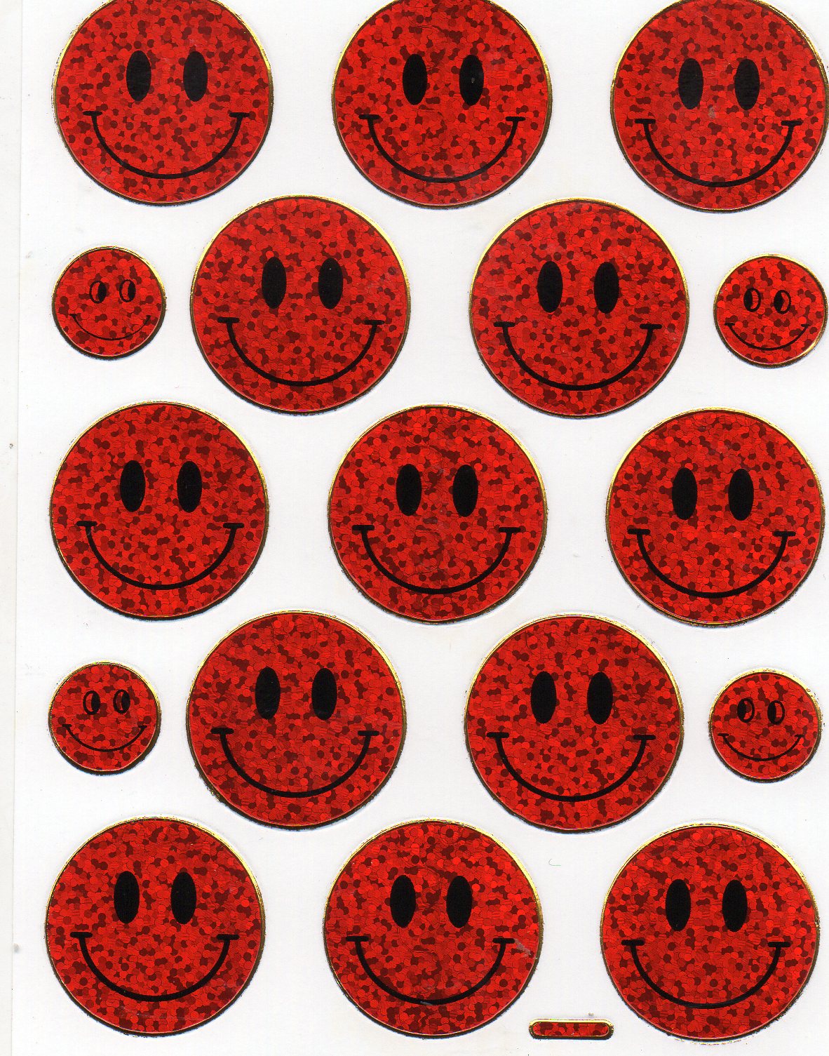 Smilies Lachendes Gesicht Smiley rot Aufkleber Sticker metallic Glitzer Effekt für Kinder Basteln Kindergarten 1 Bogen 348