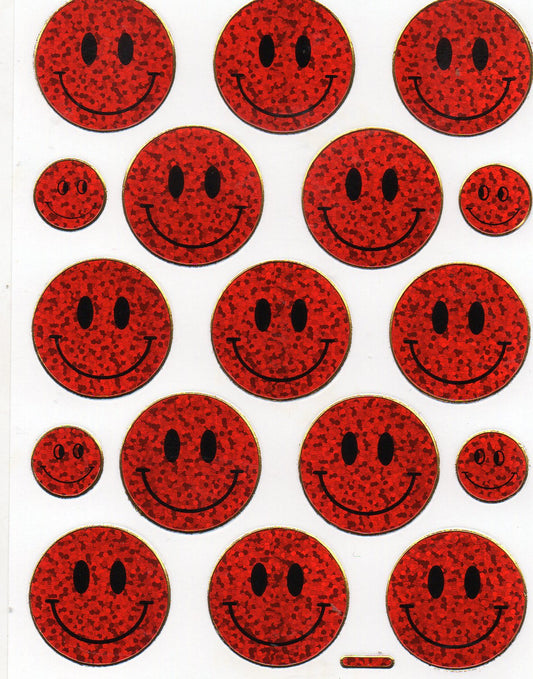 Smilies Laughing Face Smiley Red Sticker Metallic Glitter Effect for Children Crafts Kindergarten 1 sheet 348