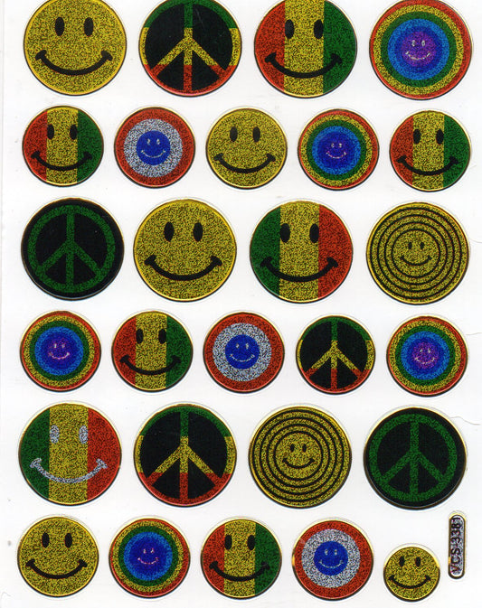 Smilies Laughing Face Smiley Colorful Sticker Metallic Glitter Effect for Children Crafts Kindergarten 1 Sheet 349
