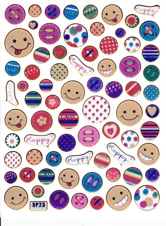 Smilies Lachendes Gesicht Smiley bunt Aufkleber Sticker metallic Glitzer Effekt für Kinder Basteln Kindergarten 1 Bogen 353