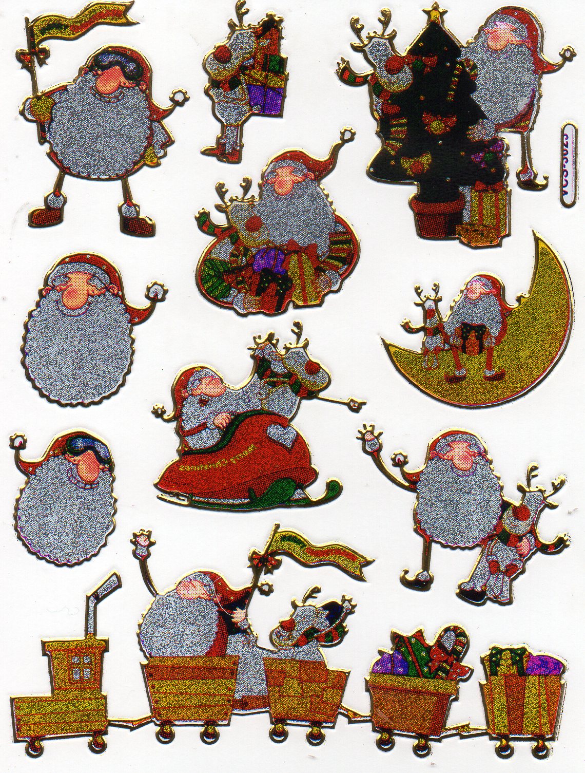 Weihnachten Schneemann Nikolaus Aufkleber Sticker metallic Glitzer Effekt für Kinder Basteln Kindergarten Geburtstag 1 Bogen 358