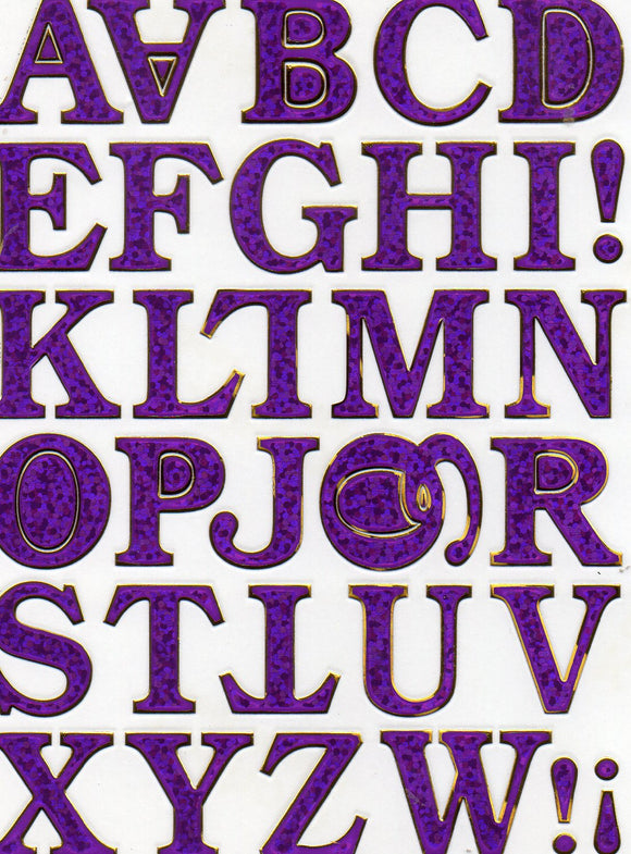 Buchstaben ABC lila Höhe 18 mm Aufkleber Sticker metallic Glitzer Effekt Schule Büro Ordner Kinder Basteln Kindergarten 1 Bogen 358