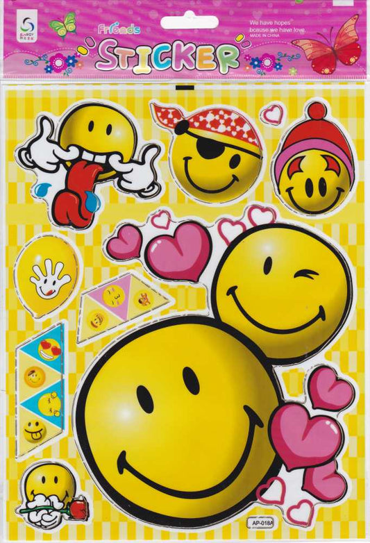 Smiley Smilies lachendes Gesicht bunt Aufkleber Sticker für Kinder Basteln Kindergarten Geburtstag 1 Bogen 360