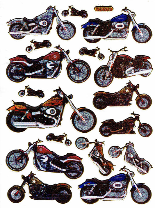 Motorcycle Biker Chopper Sticker Metallic Glitter Effect School Children Crafts Kindergarten 1 sheet 368