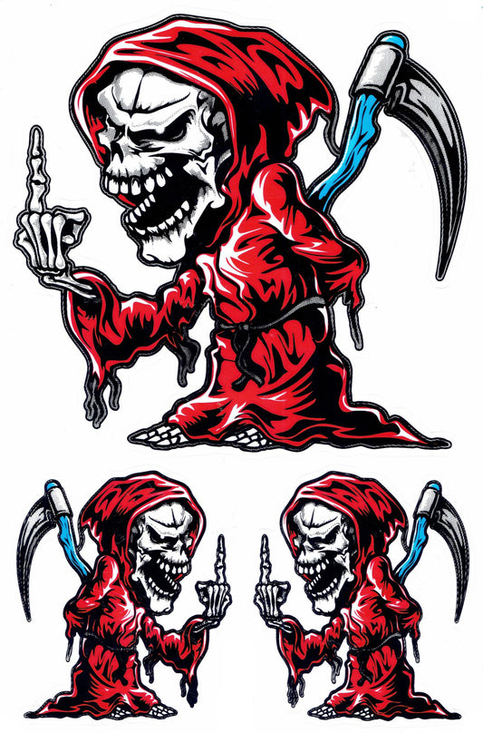 Grim Reaper skull red sticker motorcycle scooter skateboard car tuning model building self-adhesive 378