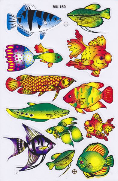 Poissons mer aquarium poissons animaux autocollants pour enfants artisanat maternelle anniversaire 1 feuille 393