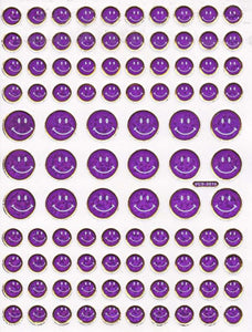 Smilies Lachendes Gesicht Smiley lila Aufkleber Sticker metallic Glitzer Effekt für Kinder Basteln Kindergarten 1 Bogen 399