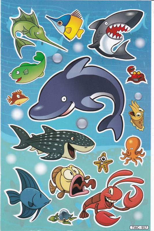 Poissons mer aquarium poissons animaux autocollants pour enfants artisanat maternelle anniversaire 1 feuille 421