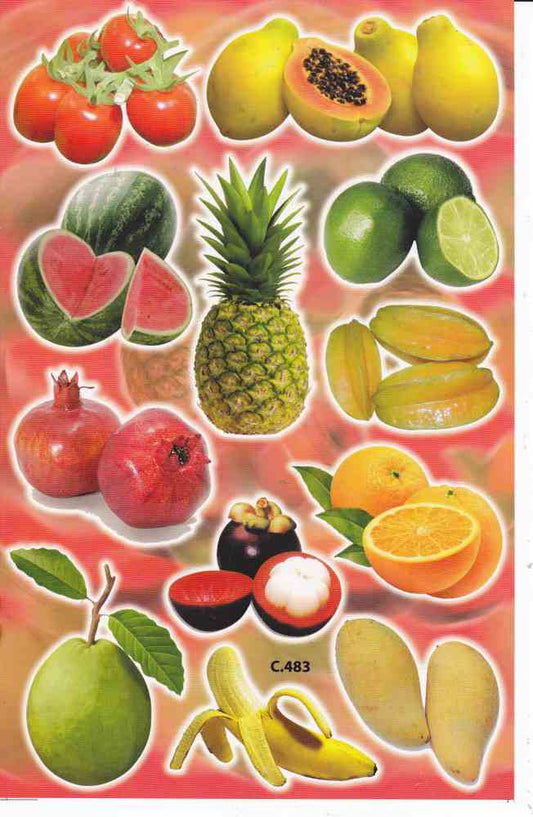 Fruits Ananas Banane Orange Autocollants pour Enfants Artisanat Maternelle Anniversaire 1 feuille 422
