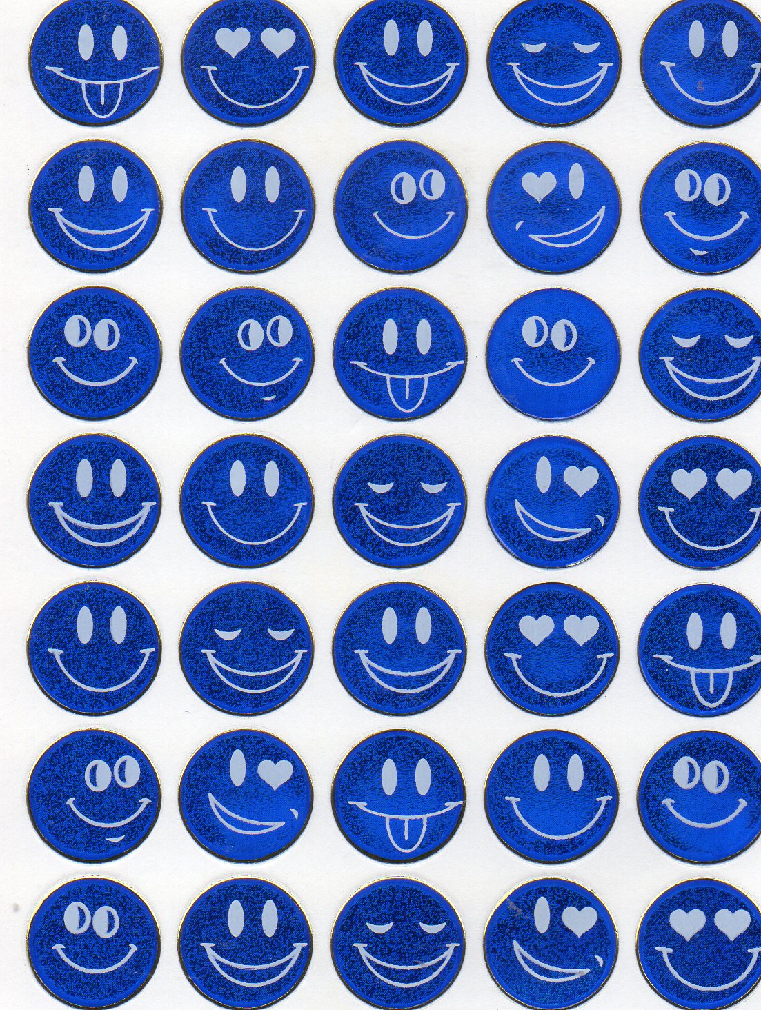 Smilies Lachendes Gesicht Smiley blau Aufkleber Sticker metallic Glitzer Effekt für Kinder Basteln Kindergarten 1 Bogen 427