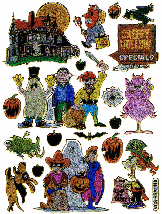 Halloween Monster Geist Aufkleber Sticker metallic Glitzer Effekt Schule Kinder Basteln Kindergarten 1 Bogen 435