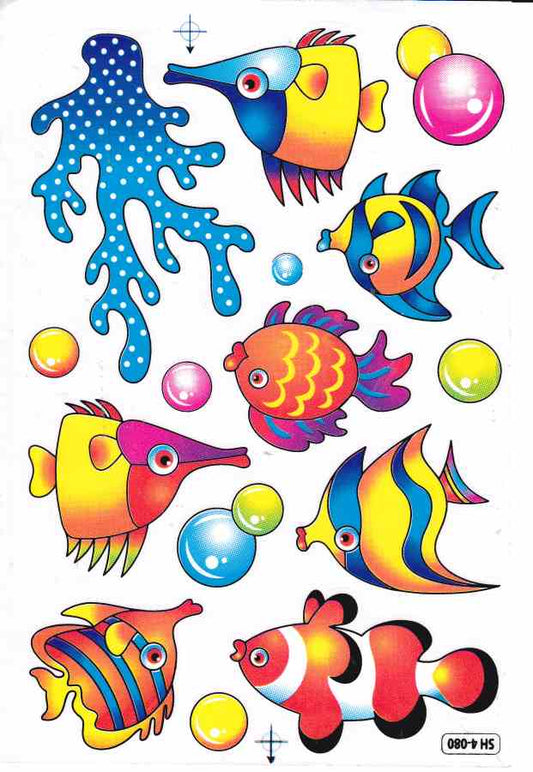Poissons mer aquarium poissons animaux autocollants pour enfants artisanat maternelle anniversaire 1 feuille 438