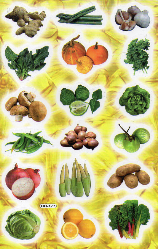Gemüse Kürbis Zwiebel Kartoffel Knoblauch Aufkleber Sticker für Kinder Basteln Kindergarten Geburtstag 1 Bogen  442