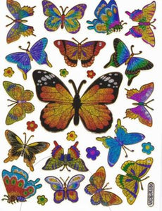 Schmetterling Insekten Tiere bunt Aufkleber Sticker metallic Glitzer Effekt für Kinder Basteln Kindergarten Geburtstag 1 Bogen 444
