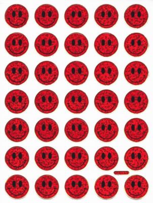 Smilies Laughing Face Smiley Red Sticker Metallic Glitter Effect for Children Crafts Kindergarten 1 Sheet 444