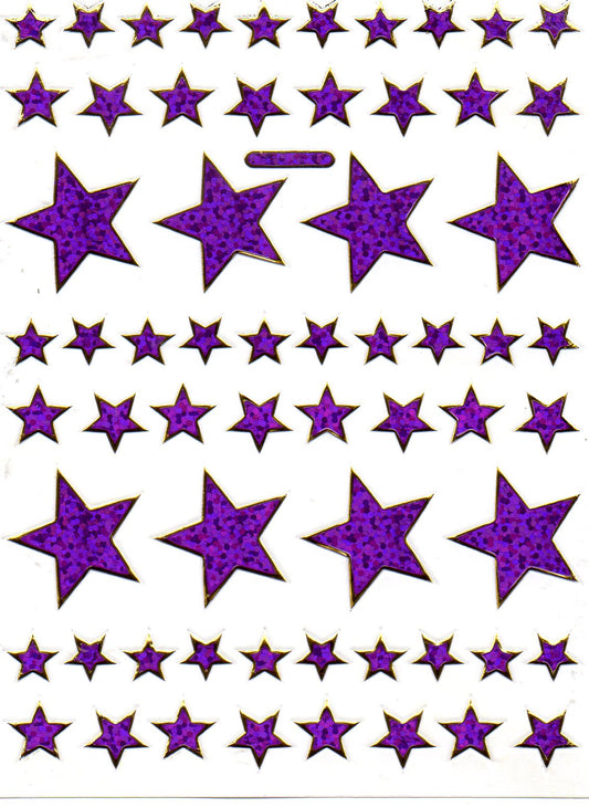 Sterne Stern lila Aufkleber Sticker metallic Glitzer Effekt für Kinder Basteln Kindergarten Geburtstag 1 Bogen 448