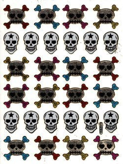 Totenkopf Piraten Skull Knochen Aufkleber Sticker metallic Glitzer Effekt Schule Büro Ordner Kinder Basteln Kindergarten 1 Bogen 045