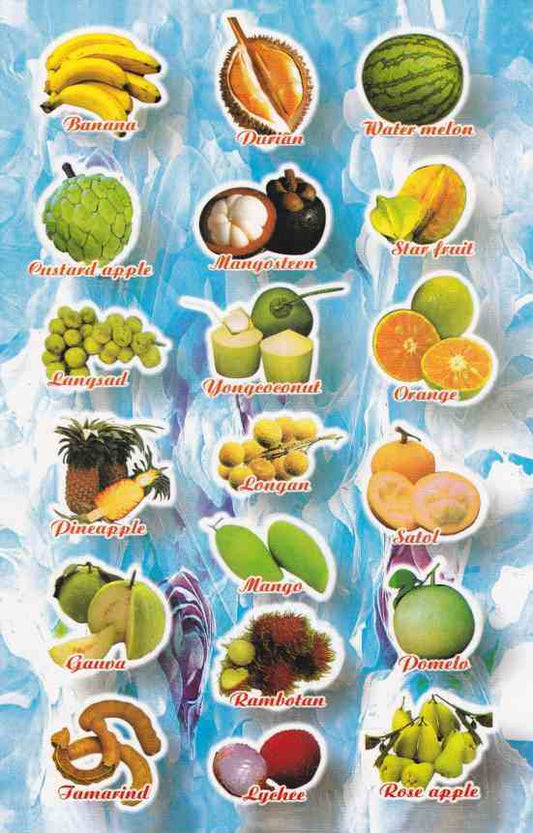 Fruits Mangoustan Banane Papaye Autocollant pour Enfants Artisanat Maternelle Anniversaire 1 feuille 455