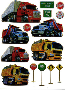 Lastwagen Truck Verkehrsschilder LKW Aufkleber Sticker metallic Glitzer Effekt Schule Kinder Basteln Kindergarten 1 Bogen 456