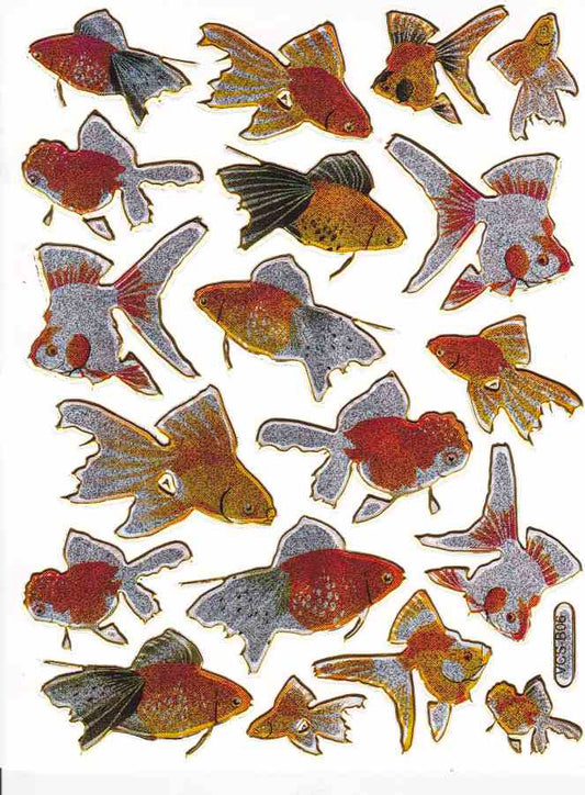 Fisch Fisches Meeresbewohner Wassertiere Tiere bunt Aufkleber Sticker metallic Glitzer Effekt für Kinder Basteln Kindergarten Geburtstag 1 Bogen 459