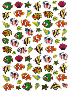 Fisch Fisches Meeresbewohner Wassertiere Tiere bunt Aufkleber Sticker metallic Glitzer Effekt für Kinder Basteln Kindergarten Geburtstag 1 Bogen 470