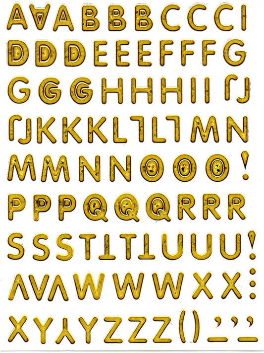 Letters ABC gold height 10 mm sticker sticker metallic glitter effect school office folder children craft kindergarten 1 sheet 482