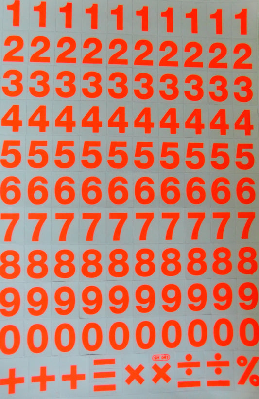 Numbers 123 orange 18 mm high stickers for office folders children crafts kindergarten birthday 1 sheet 484