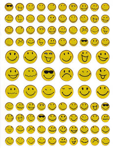 Smilies Lachendes Gesicht Smiley gelb Aufkleber Sticker metallic Glitzer Effekt für Kinder Basteln Kindergarten 1 Bogen 487
